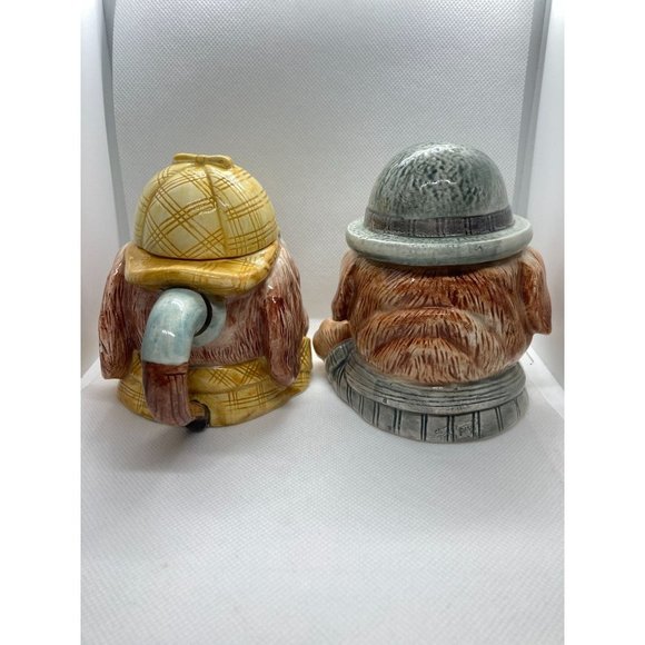 Vintage Sherlock Holmes Dog Hand Painted Ceramic Fitz and Floyd Cream and Sugar - Picture 4 of 8